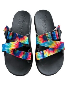 Chaco Chillos Slide Sandals with Tie Dye Straps and EVA Footbed Women’s Size 9
